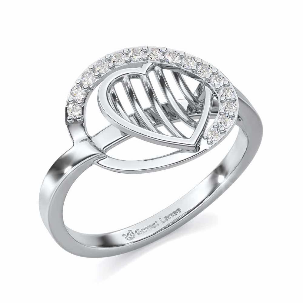 Oval Glow Silver Ring - White Gold - Image 1