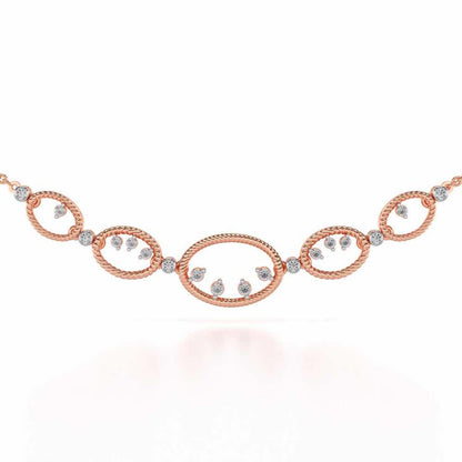 Oval Meet Silver Necklace - Rose Gold - Image 1
