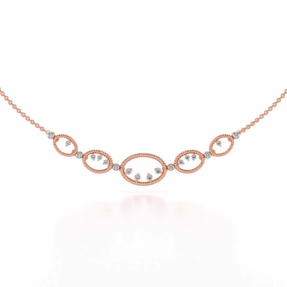 Oval Meet Silver Necklace - Rose Gold - Image 2
