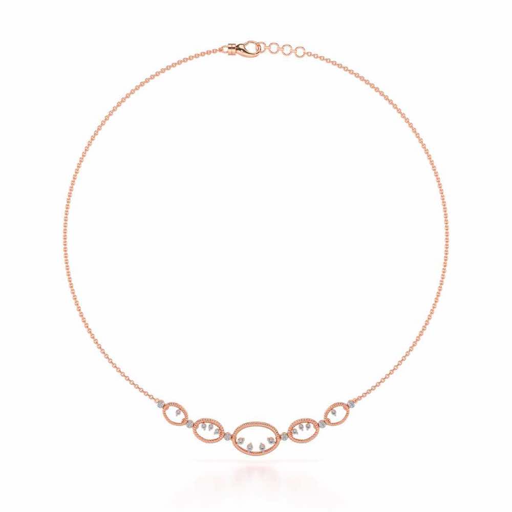 Oval Meet Silver Necklace - Rose Gold - Image 3