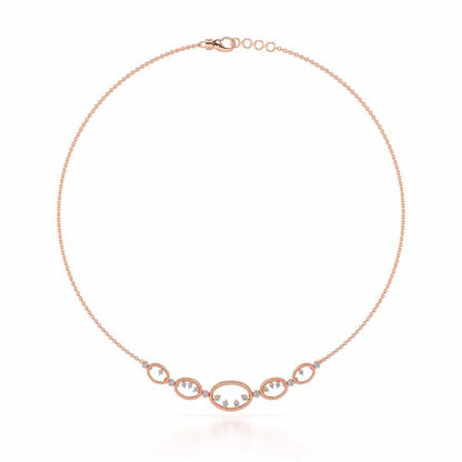 Oval Meet Silver Necklace - Rose Gold - Image 3