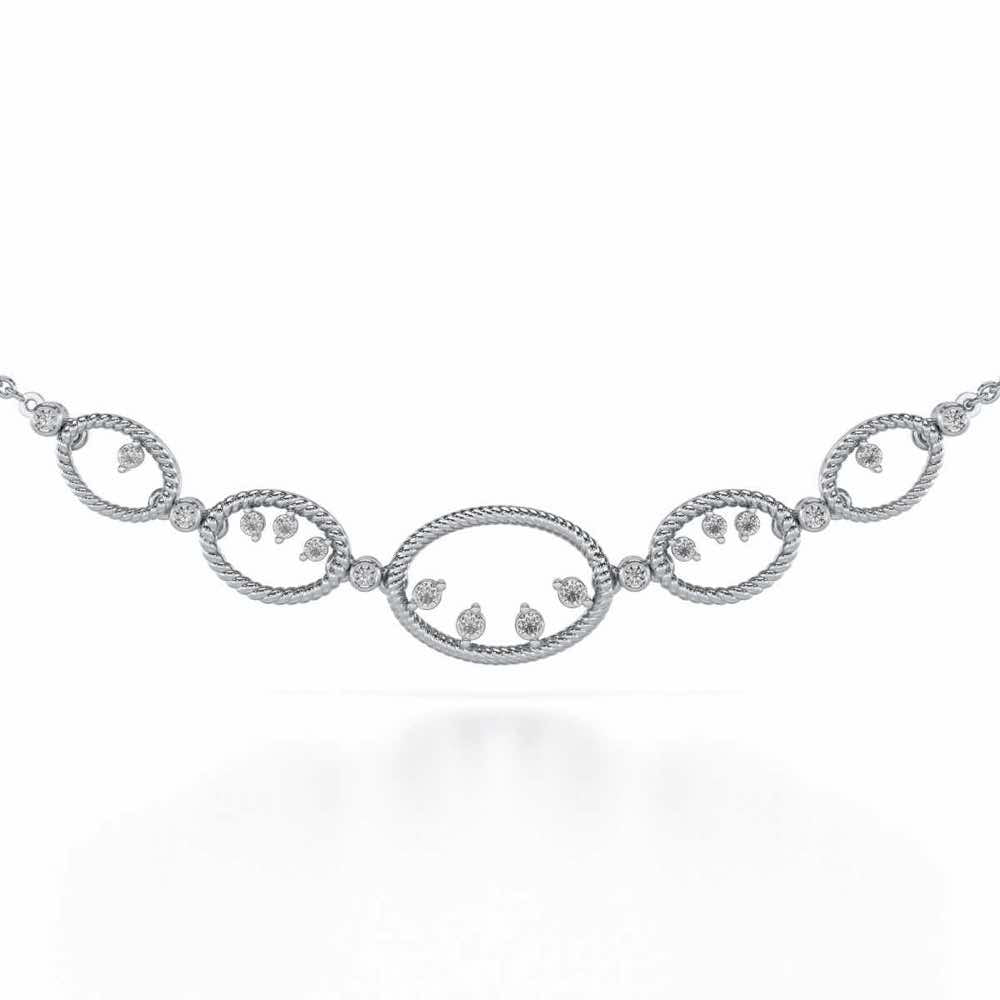 Oval Meet Silver Necklace - White Gold - Image 1