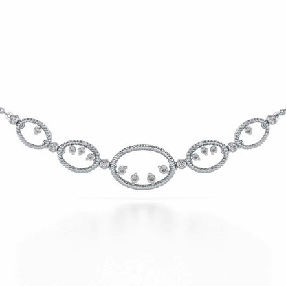 Oval Meet Silver Necklace - White Gold - Image 1