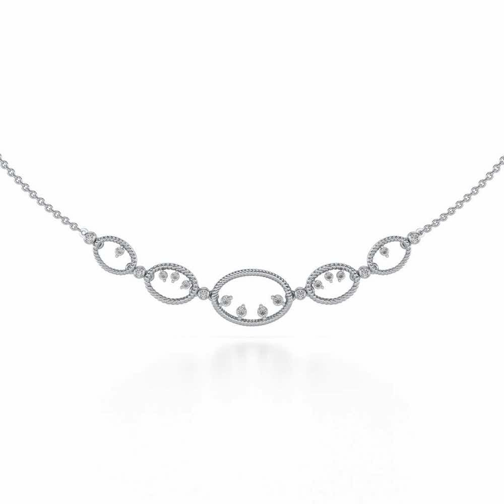 Oval Meet Silver Necklace - White Gold - Image 2