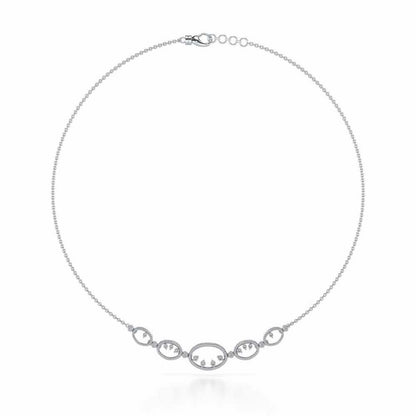 Oval Meet Silver Necklace - White Gold - Image 3