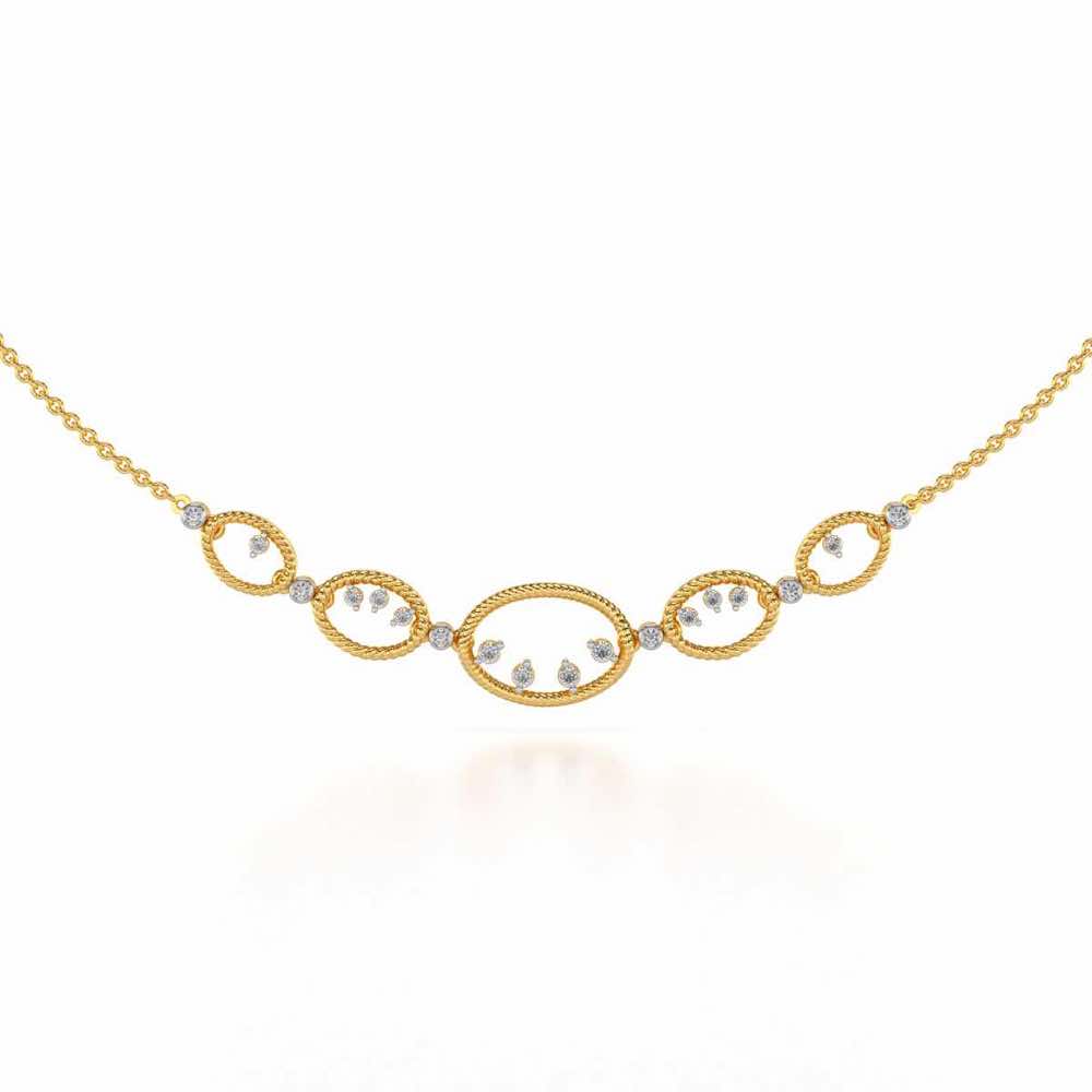 Oval Meet Silver Necklace - Yellow Gold - Image 2