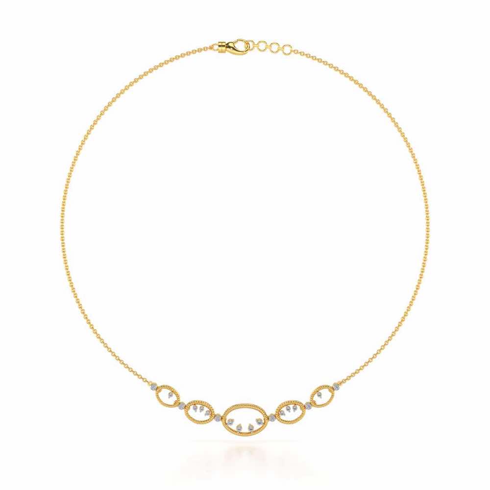 Oval Meet Silver Necklace - Yellow Gold - Image 3