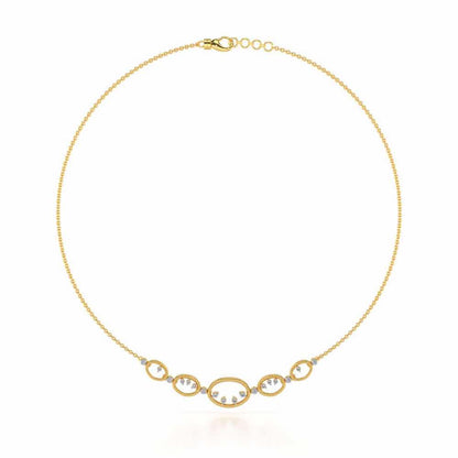 Oval Meet Silver Necklace - Yellow Gold - Image 3
