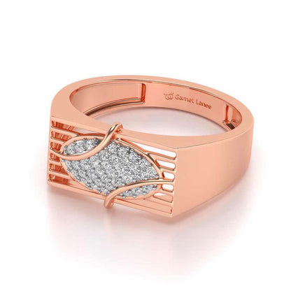 Oval Mesh Silver Ring For Men - Rose Gold - Image 2