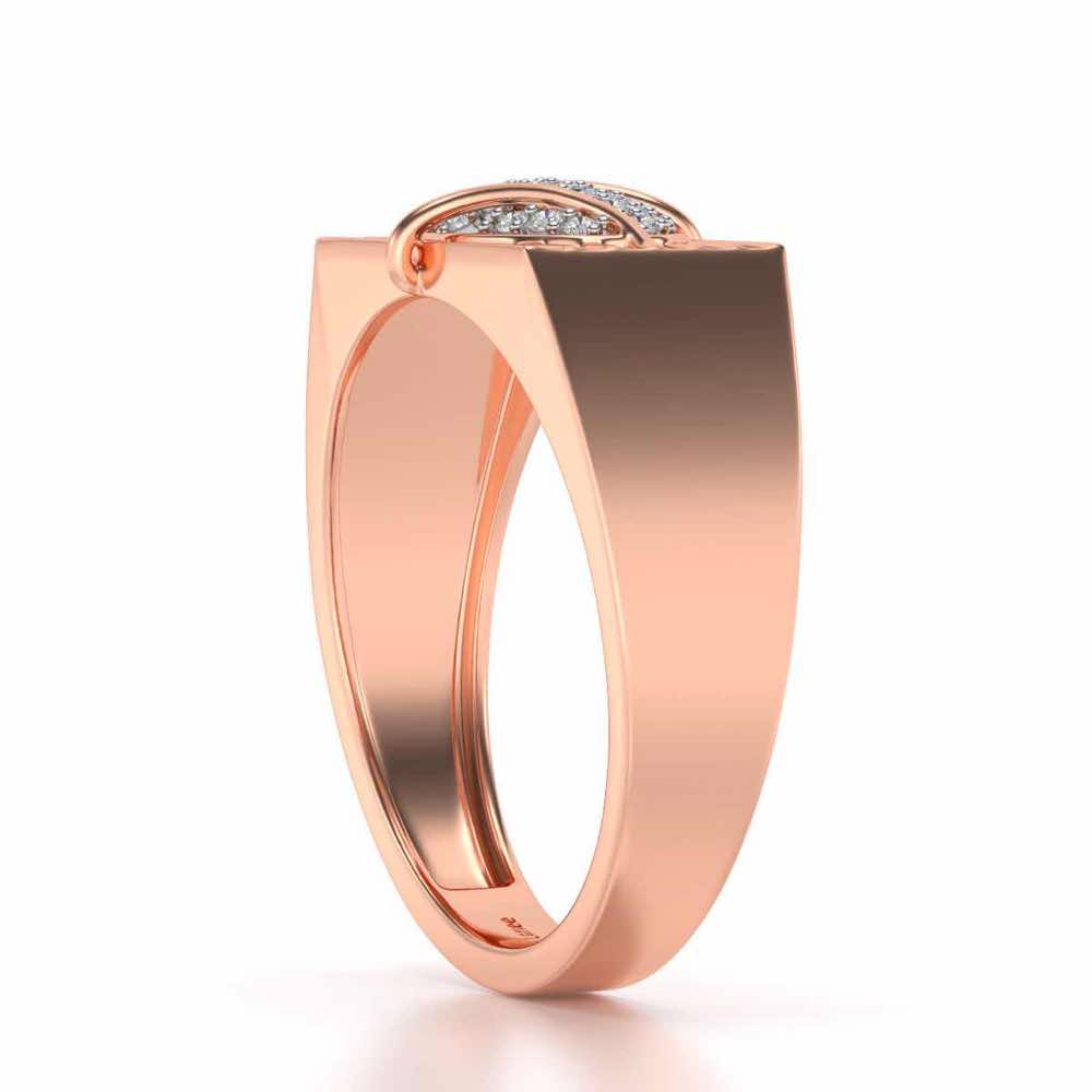 Oval Mesh Silver Ring For Men - Rose Gold - Image 3
