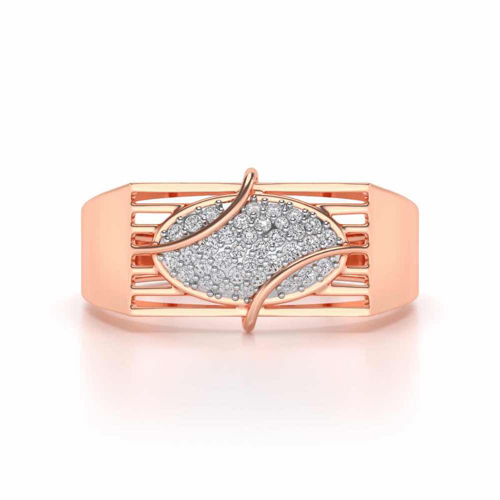 Oval Mesh Silver Ring For Men - Rose Gold - Image 4