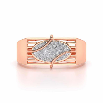 Oval Mesh Silver Ring For Men - Rose Gold - Image 4
