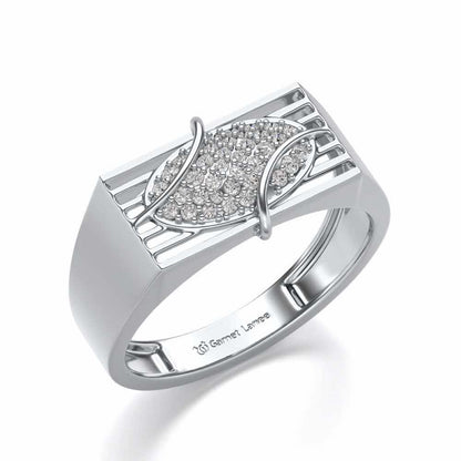 Oval Mesh Silver Ring For Men - White Gold - Image 1