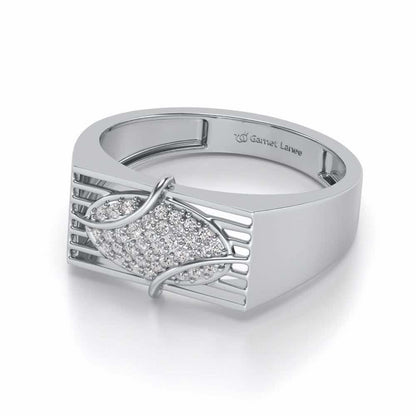 Oval Mesh Silver Ring For Men - White Gold - Image 2