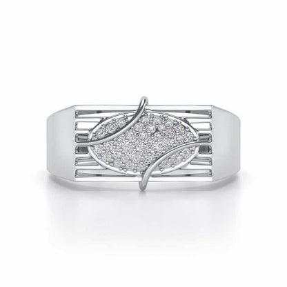 Oval Mesh Silver Ring For Men - White Gold - Image 4