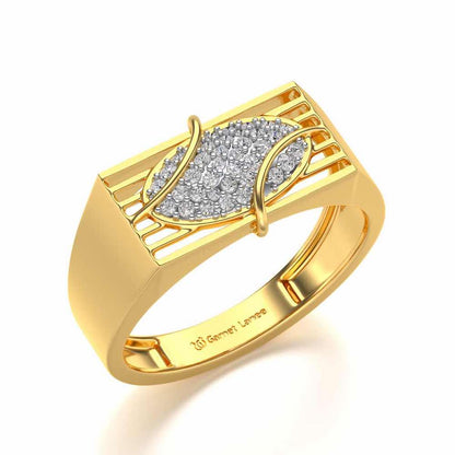 Oval Mesh Silver Ring For Men - Yellow Gold - Image 1