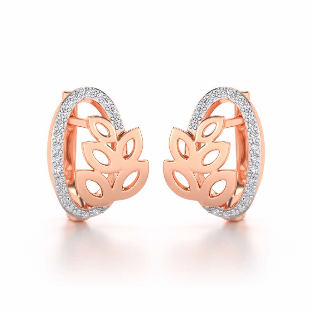 Oval N Leaves Silver Bali - Rose Gold - Image 1