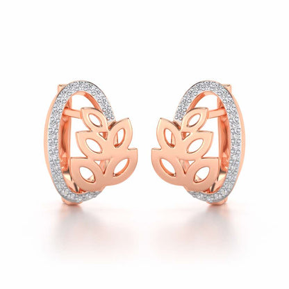 Oval N Leaves Silver Bali - Rose Gold - Image 1