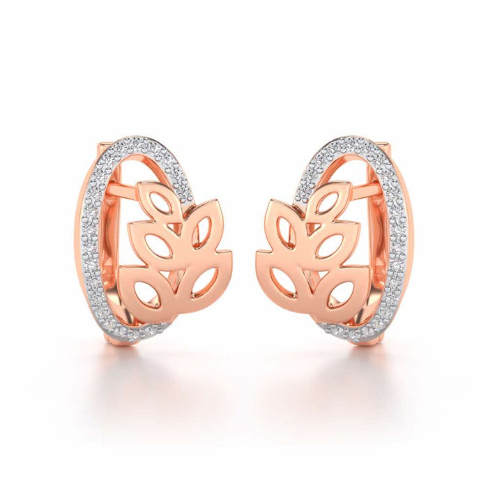 Oval N Leaves Silver Bali - Rose Gold - Image 1