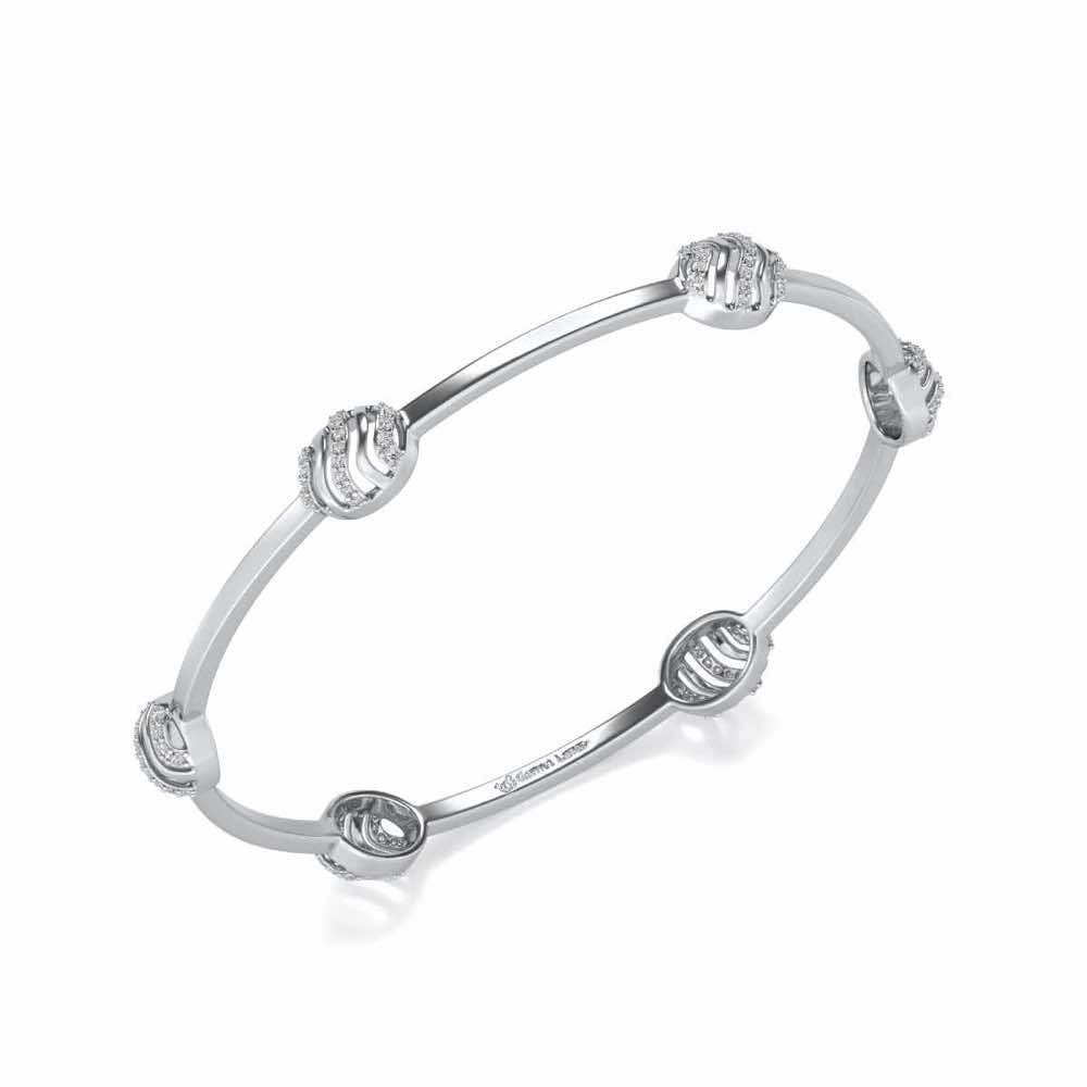 Ovally Silver Bangles - White Gold - Image 1