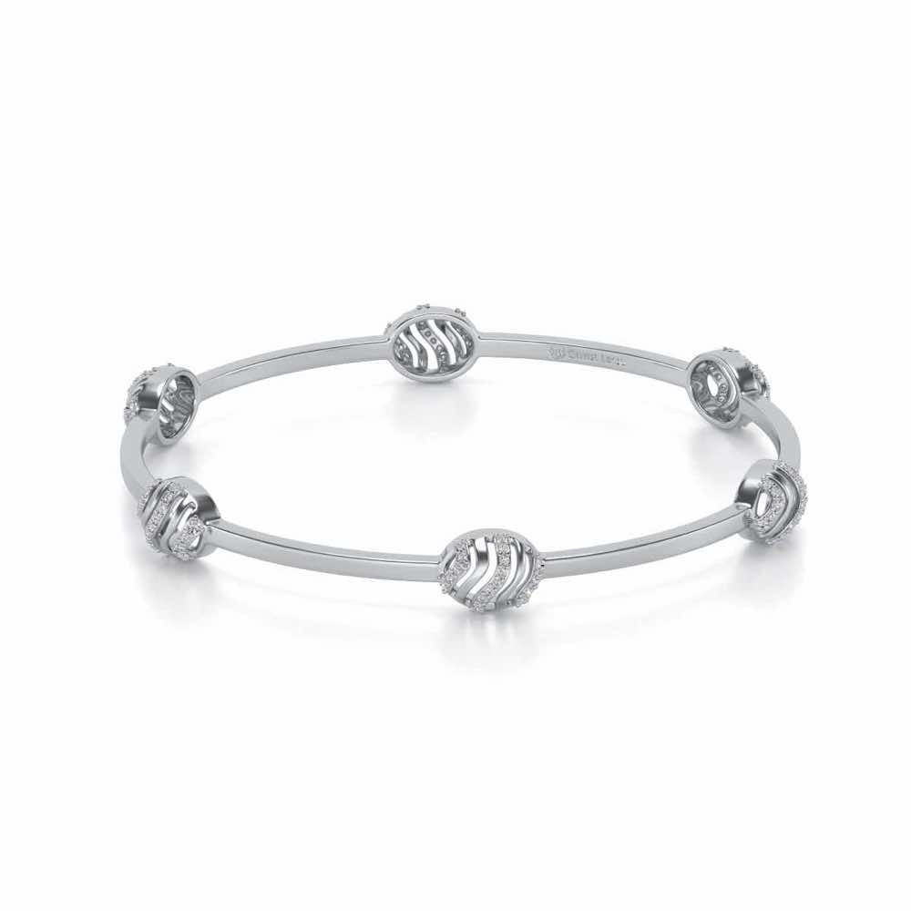 Ovally Silver Bangles - White Gold - Image 2