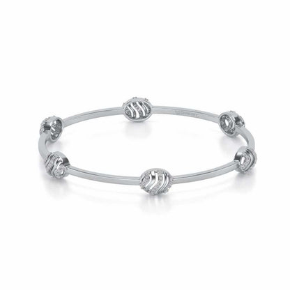 Ovally Silver Bangles - White Gold - Image 2