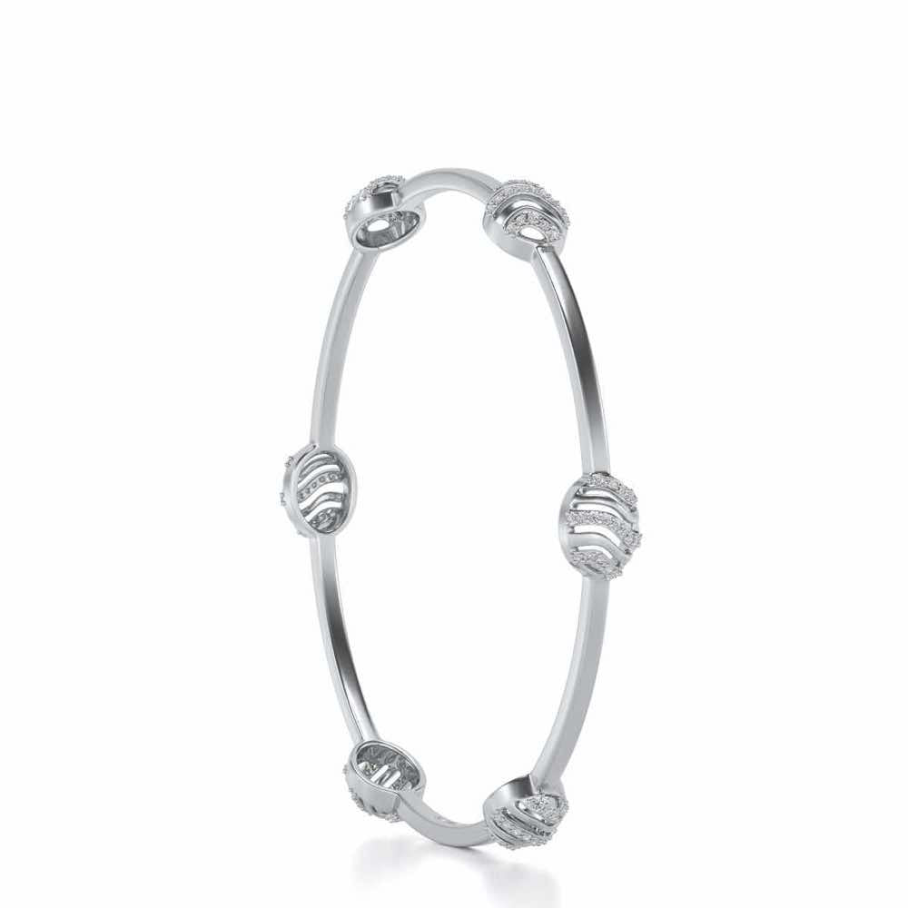 Ovally Silver Bangles - White Gold - Image 3
