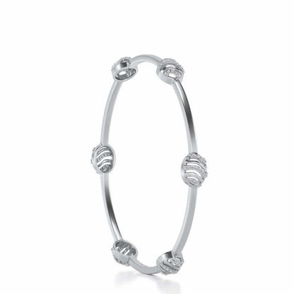 Ovally Silver Bangles - White Gold - Image 3
