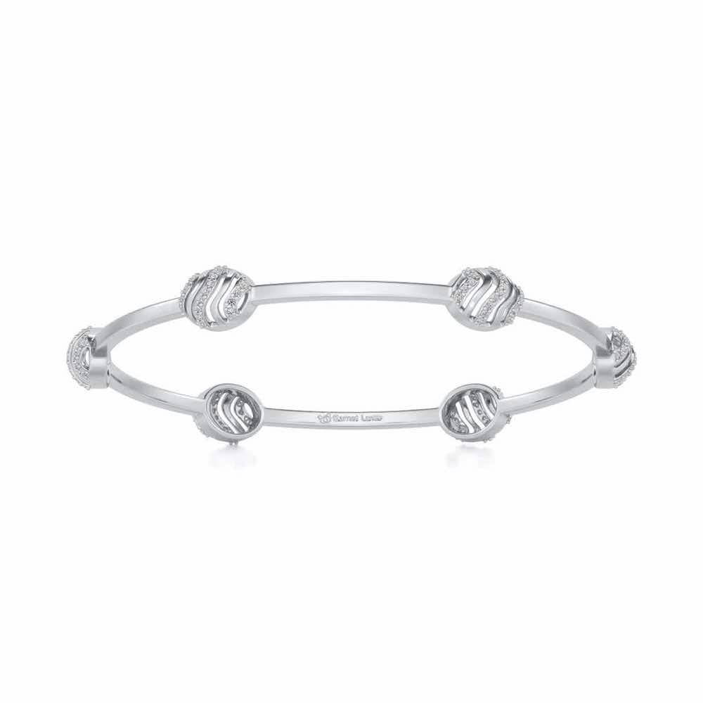 Ovally Silver Bangles - White Gold - Image 4