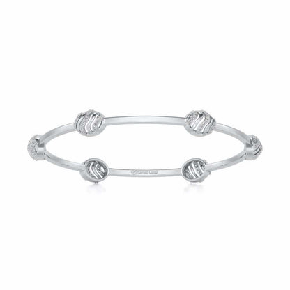 Ovally Silver Bangles - White Gold - Image 4