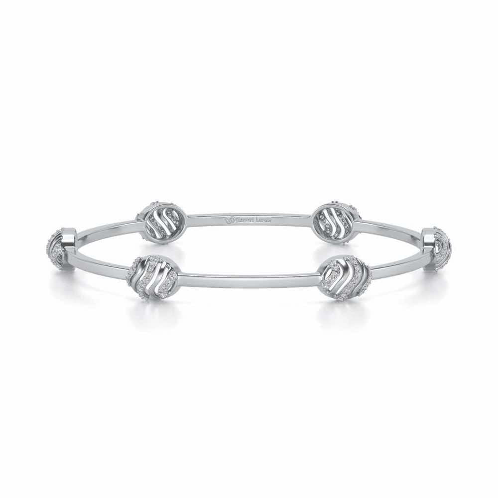 Ovally Silver Bangles - White Gold - Image 5