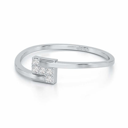 Overlap Elegance Silver Ring - White Gold - Image 2