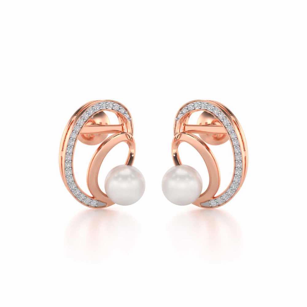 Oyster Silver Pearl Earrings - Rose Gold - Image 1