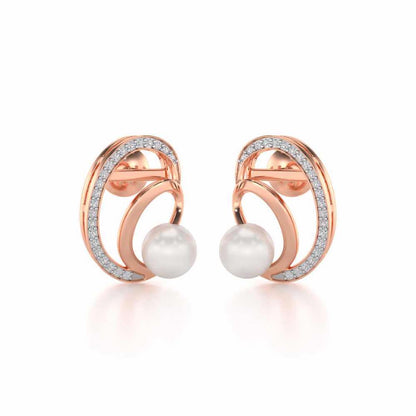 Oyster Silver Pearl Earrings - Rose Gold - Image 1