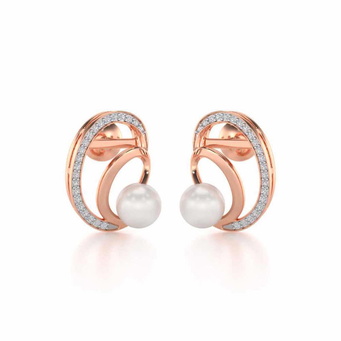 Oyster Silver Pearl Earrings - Rose Gold - Image 1