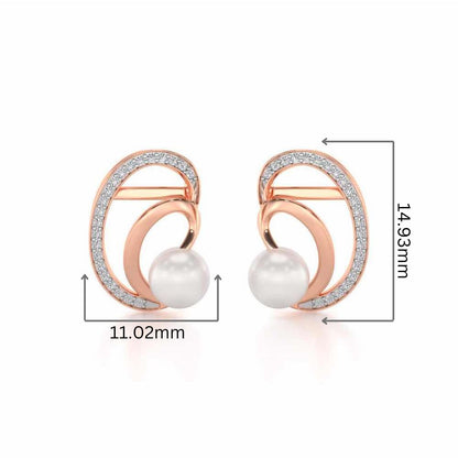 Oyster Silver Pearl Earrings - Rose Gold - Image 2