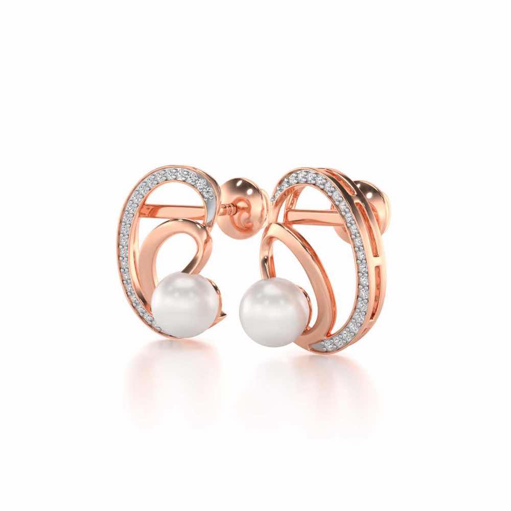 Oyster Silver Pearl Earrings - Rose Gold - Image 3
