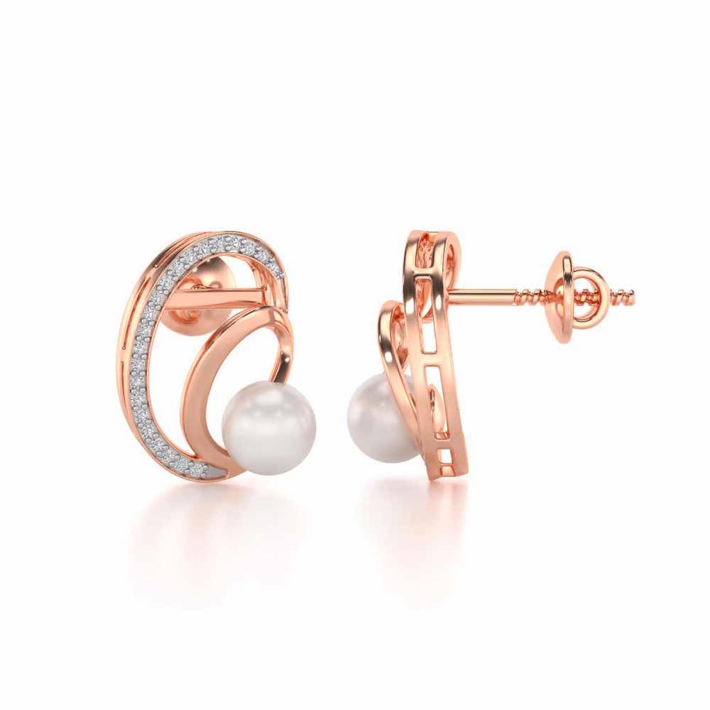 Oyster Silver Pearl Earrings - Rose Gold - Image 4