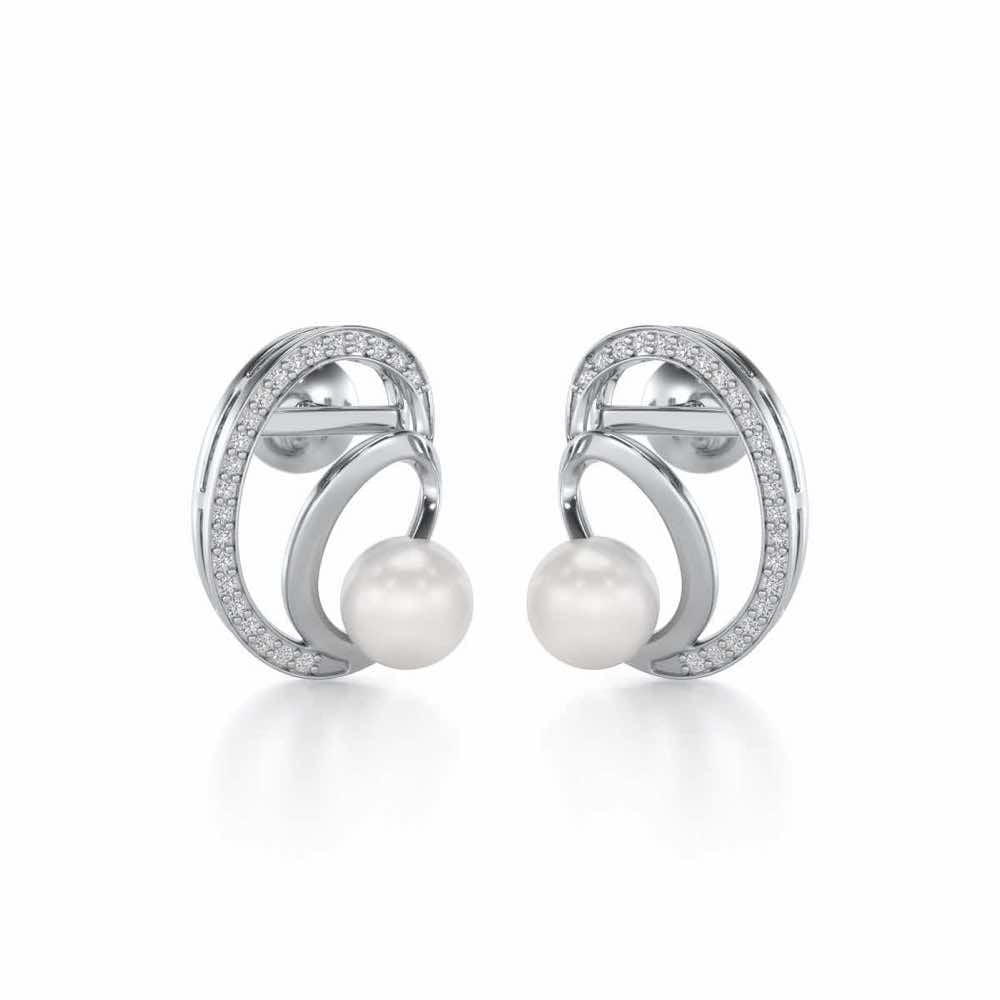Oyster Silver Pearl Earrings - White Gold - Image 1