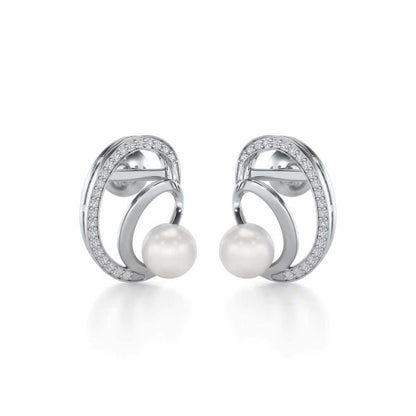 Oyster Silver Pearl Earrings - White Gold - Image 1