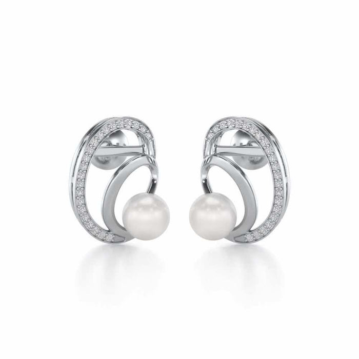Oyster Silver Pearl Earrings - White Gold - Image 1