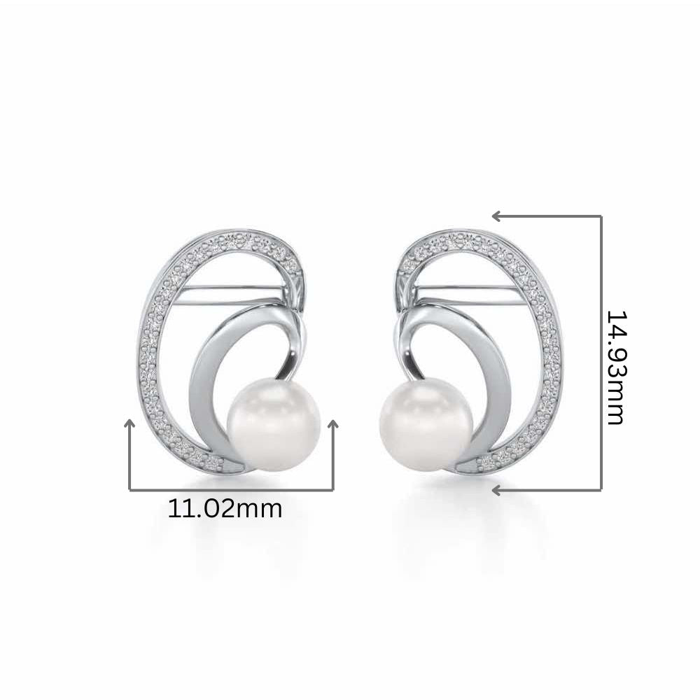 Oyster Silver Pearl Earrings - White Gold - Image 2