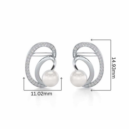 Oyster Silver Pearl Earrings - White Gold - Image 2