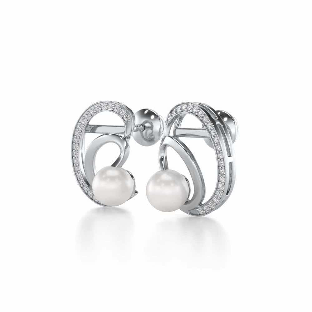 Oyster Silver Pearl Earrings - White Gold - Image 3
