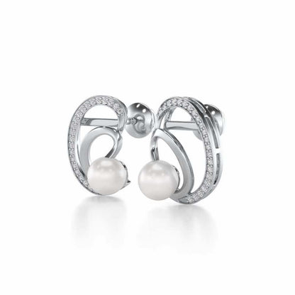Oyster Silver Pearl Earrings - White Gold - Image 3