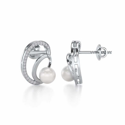 Oyster Silver Pearl Earrings - White Gold - Image 4