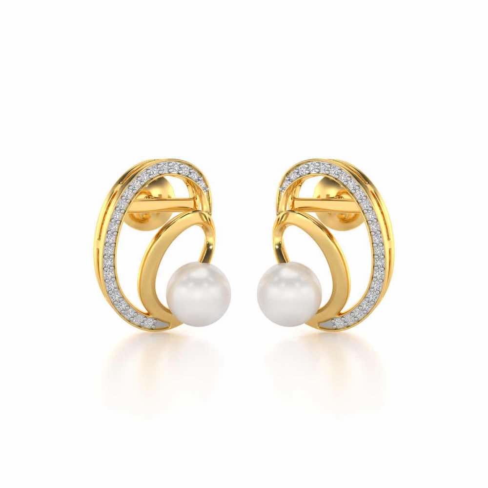 Oyster Silver Pearl Earrings - Yellow Gold - Image 1