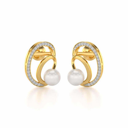 Oyster Silver Pearl Earrings - Yellow Gold - Image 1