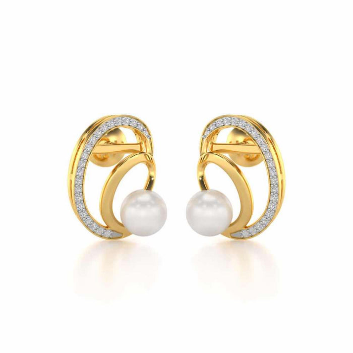 Oyster Silver Pearl Earrings - Yellow Gold - Image 1