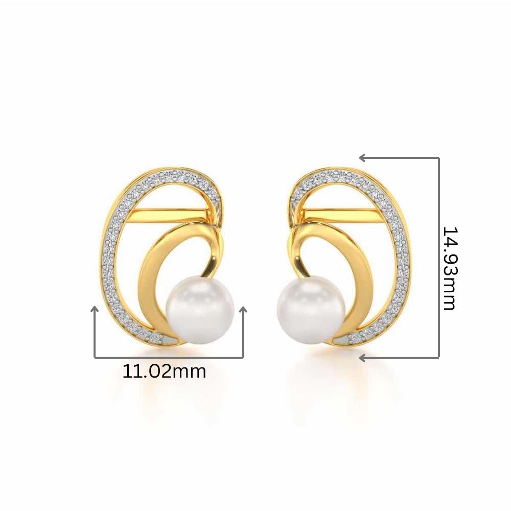 Oyster Silver Pearl Earrings - Yellow Gold - Image 2